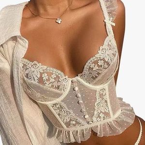 Women fairycore cottagecore corset lace bustier top